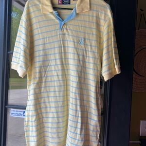 Chaps Yellow and Blue Striped Men's Polo Shirt